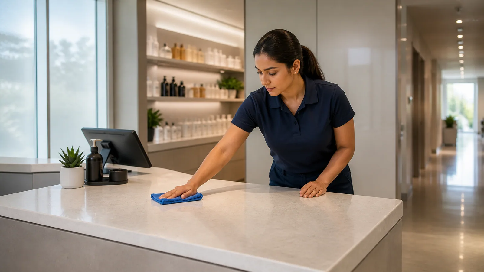 Commercial cleaner working in a Indialantic professional facility
